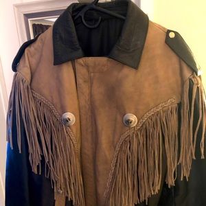 Leather two fringe jacket
